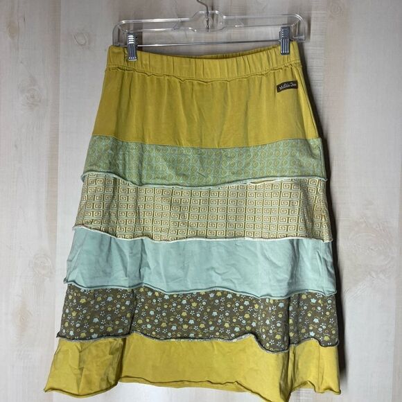 Matilda Jane tiered ruffles‎ skirt green brown, size small - Picture 1 of 11